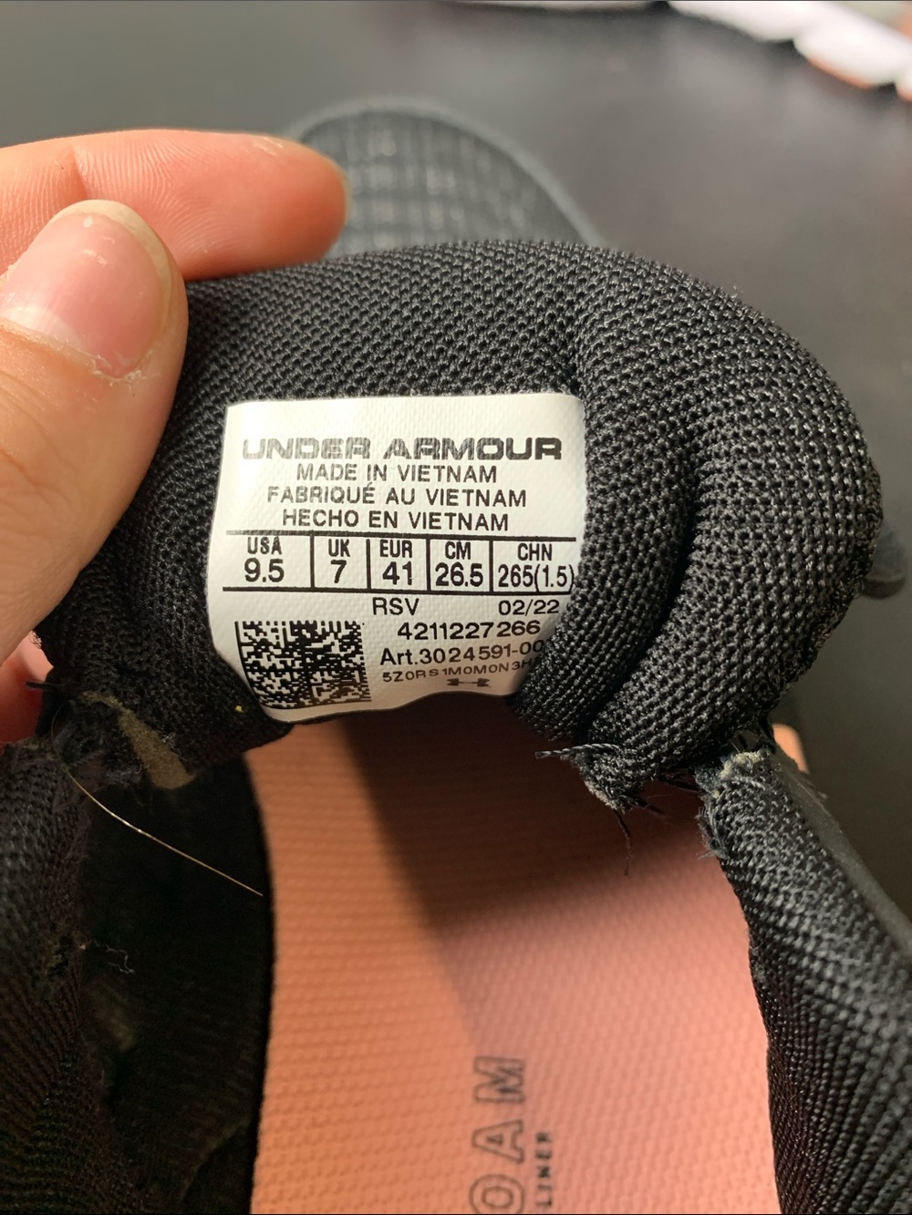 Under Armour Women's Black with Coral Accent Athletic Sneakers - Picture 2 of 5